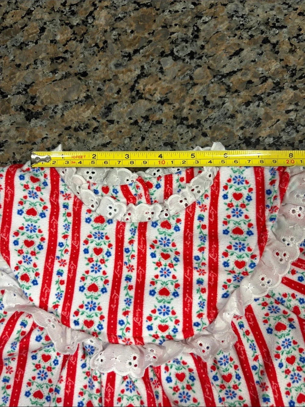 Lanz of Salzburg Girls 3T Vintage Nightgown Classic Print Eyelet Trim